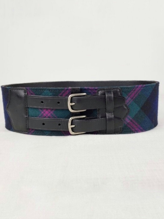 Rugby Ralph Lauren Double Strap Wide Plaid Belt Y2K Clueless Size Small/28 main image 7